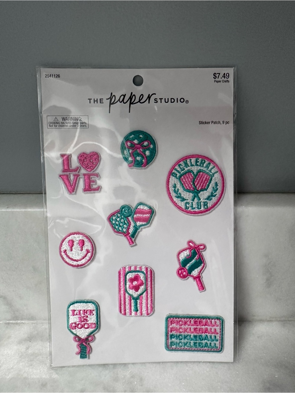 The Paper Studio Pink & Teal Pickleball Patch Sticker Set